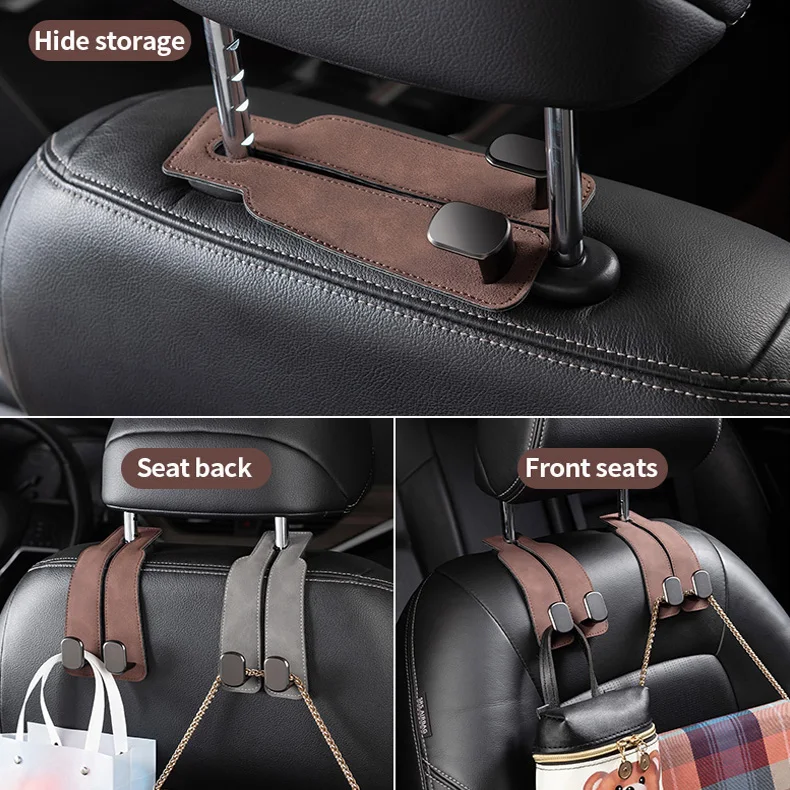 Car Seat Hook Suede Double-Headed Rear Storage Small Hook Car Interior Decoration Supplies