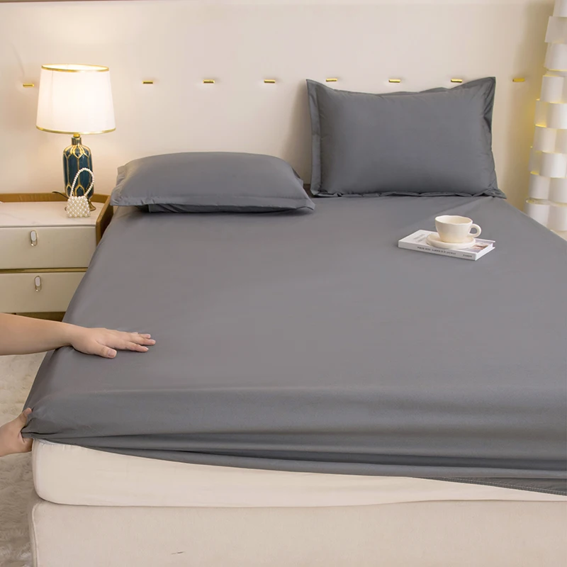 Safe Waterproof Mattress Protector, Soft Comfortable Breathable Solid Color Bedding Mattress Cover Fitted, Machine Washable 2