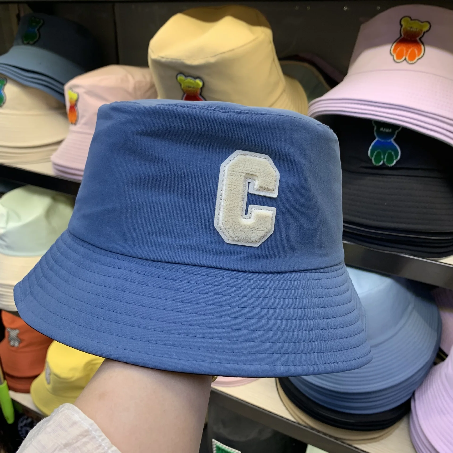 Big C Letter Bucket Cap For Women Korean Fashion Panama Bob Outdoor Men Causal Fisherman Hats Plain Basin Chapeau Beach Cap