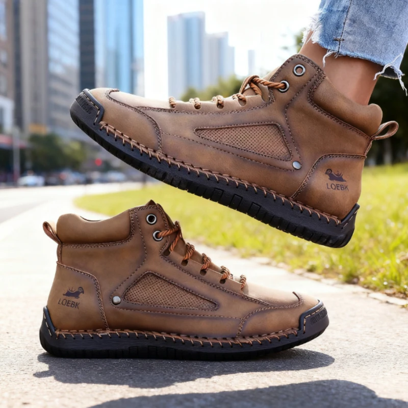 Women's Retro High Top Outdoor Anti Slip Work Shoes Soft Fashion Luxurious Design Couple's Loafers Classic Flat Bottomed Mosinka