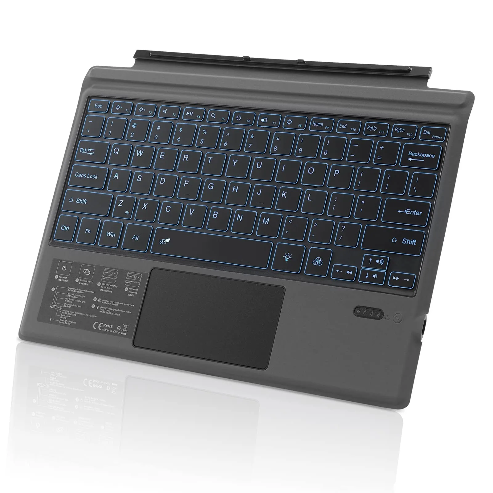 Teclado sem Fios Bluetooth para Microsoft Surface Pro x go Trackpad Backlight Tablet Touchpad Keyboard - Imagem 5