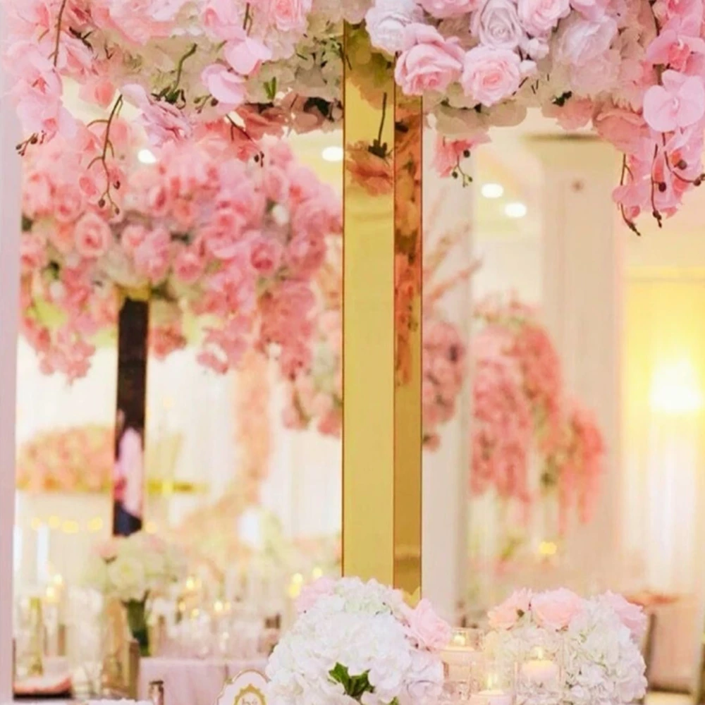 3pcs/10pccs)60-120cm)Not Crystal shinny gold /sliverFlower Stand Wedding Road Lead Not Acrylic Centerpiece For Event Party Decor