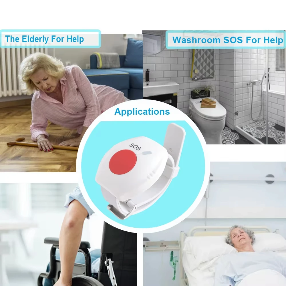Wireless SOS Button Pager by Tuya for Elderly Care Emergency Alarm for Seniors and Patients at Home