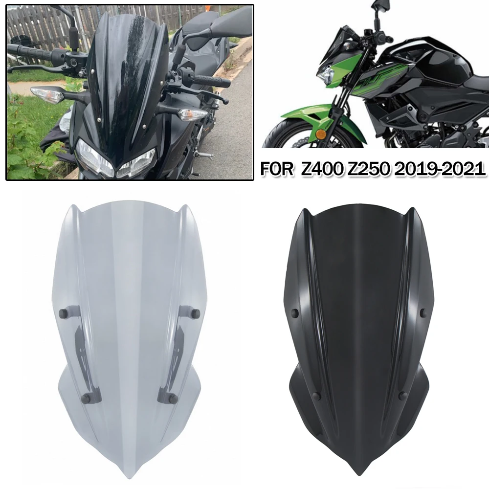 

Motorbike Touring Windshield Screen Deflector With Bracket Double Bubble For Kawasaki Z250 Z400 Z-250 Z-400 Z 250 400 2019-2021