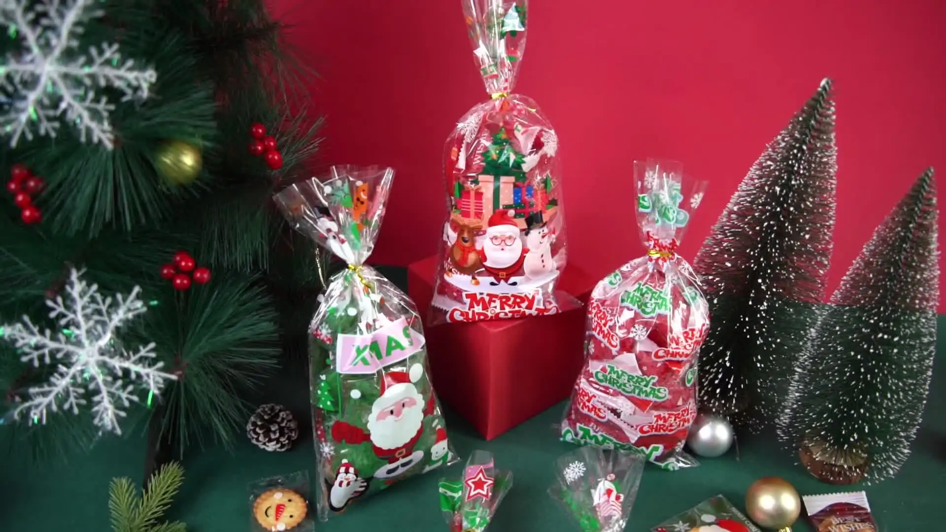 LBSISI Life 50 pezzi sacchetti di plastica trasparente per biscotti natalizi per sacchetti di imballaggio per torrone di caramelle festa di capodanno per bambini favore Navidad  15