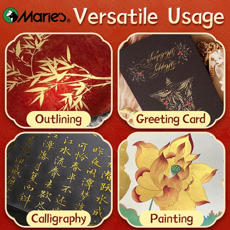 Marie's Golden Sumi 잉크, 대용량 중국 전통 액체, 붓 쓰기, 성인, 그림 애호가, 500g, 250g, 100g