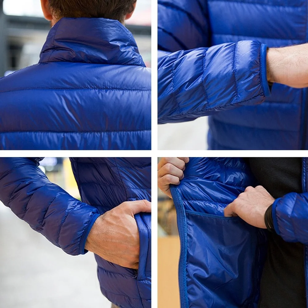Men 7 Colors Portable Ultralight 90% White Duck Down Winter Jackets Casual Warm Lightweight Coat Outerwear W40