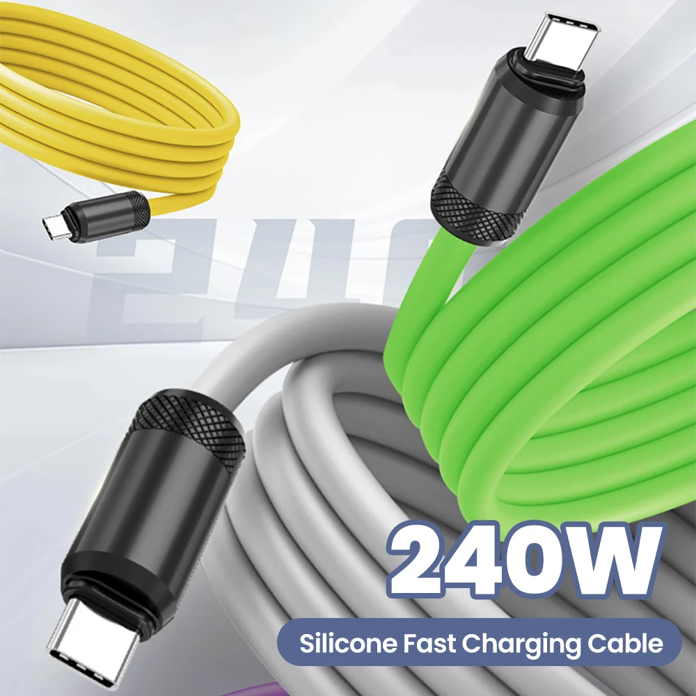 240W USB C to USB C 케이블 고속 충전 액체 실리콘 타입 C to 타입 C 데이터 케이블 1.5M 아이폰 화웨이 태블릿 노트북용