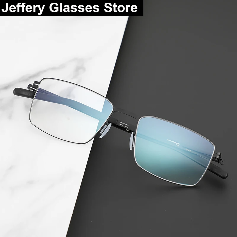 Screwless Ultralight Glasses Frames Men Square Thin Stainless Steel