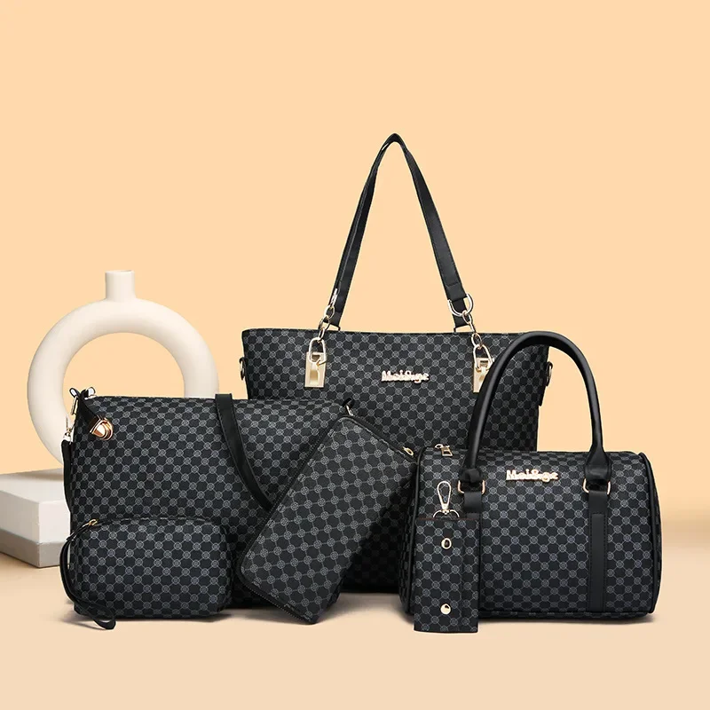 6 Pcs Women's Bag Fashion Handbag Sets Shoulder Crossbody Bag For Women Commuting Female Boston Bag Wallet