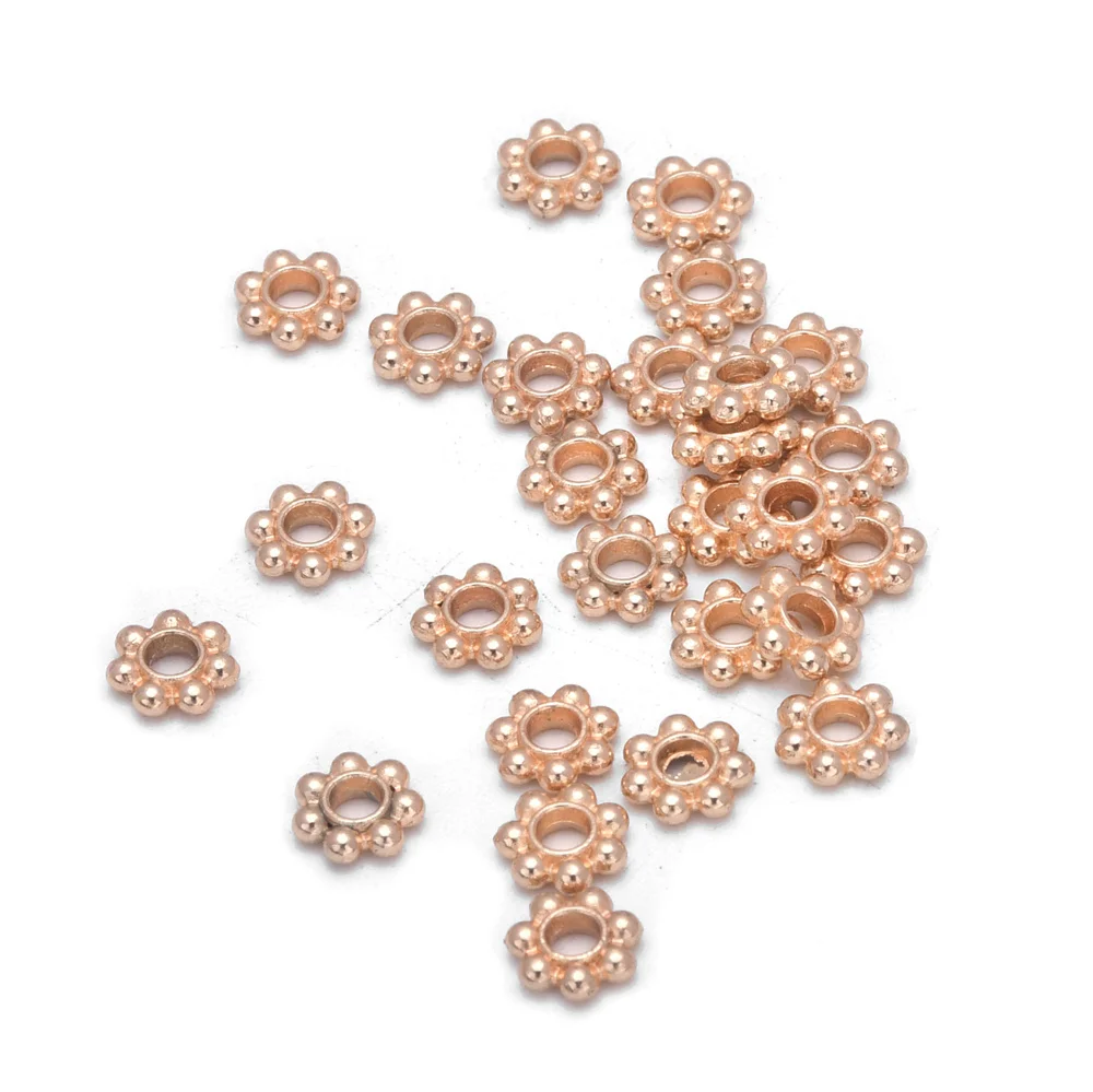 300 Stück 4/6 mm Legierungs-Blumen-Abstandsperlen, Gänseblümchen-Metall-Schmuck-Abstandshalter für Armband, Halskette, Schmuckherstellung – Detail 10
