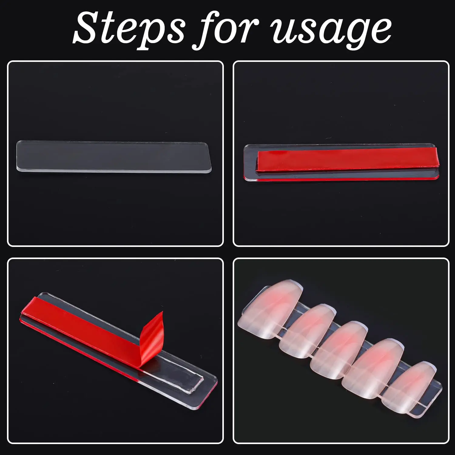 Nail Design Tips Holder 50 Pieces Nail Design Tips Display Stand Holder with 10 M Double Sided Tape Nail Design Practice Holder Removable Mounting Tape