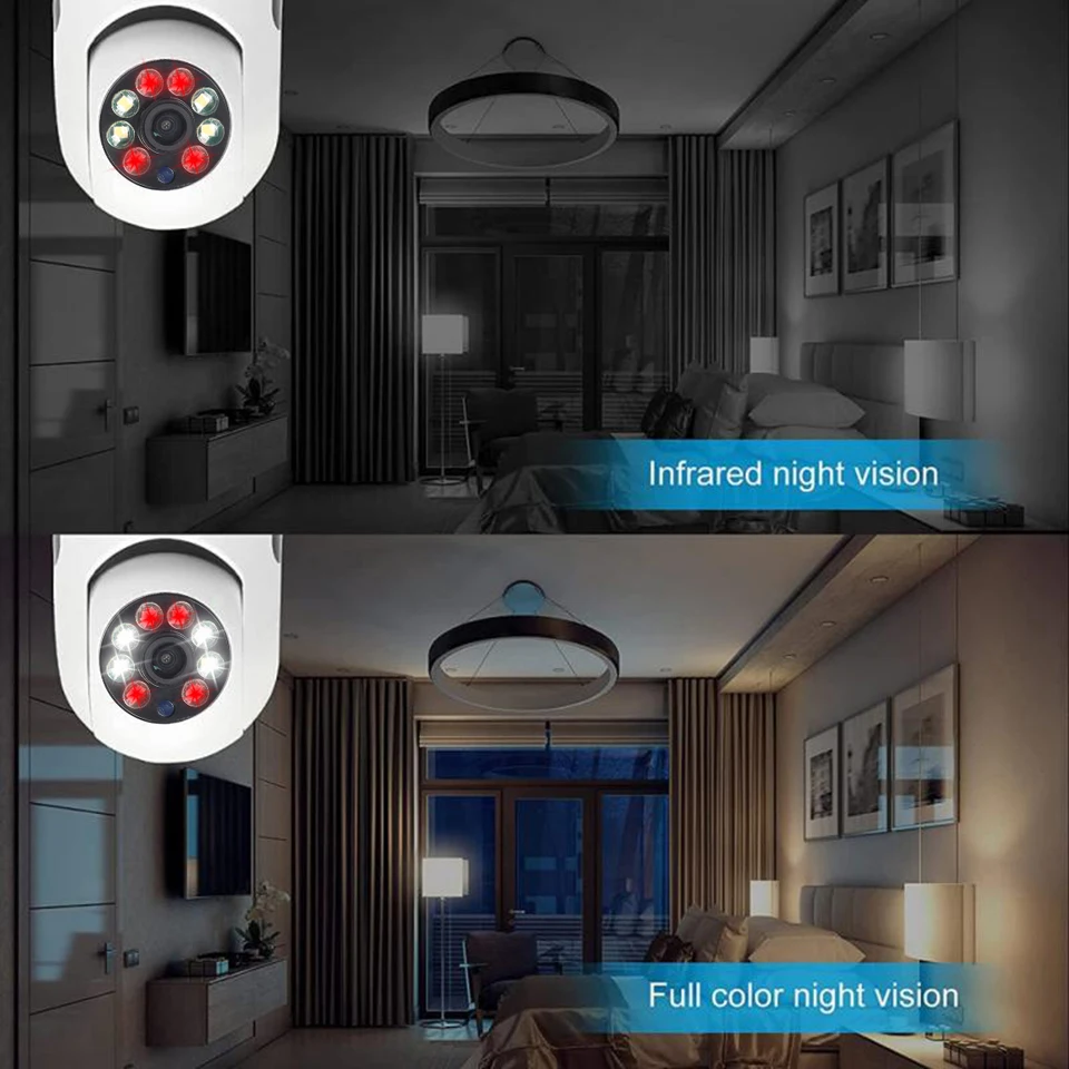 360° E27 LED Bulb Full HD 1080P Wireless Home Security WiFi CCTV IP Camera Two Way Audio Panoramic Night Vision