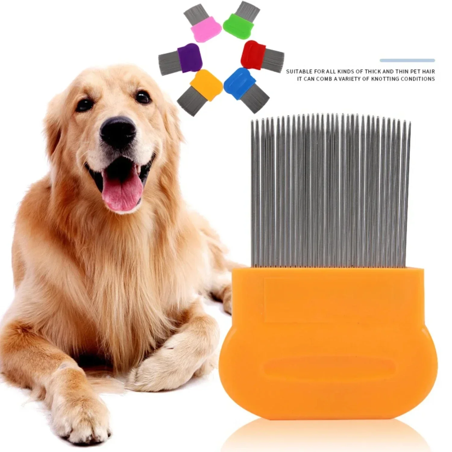5pcs Dog Brush To Lice and Dog Stainless Steel Clean Combs Grooming Brush Pet Accessories Dog Supplies Combs Shower Hair Brush