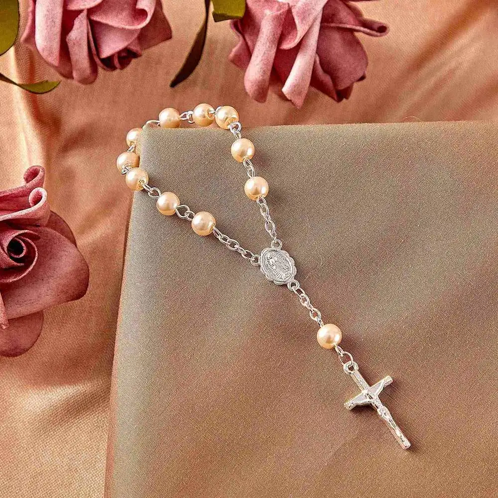 30Pcs Baptism Rosary Beads Finger Baptism Rosaries Faux Pearls for Baptism Favors Christening Favors Communion Favors 4