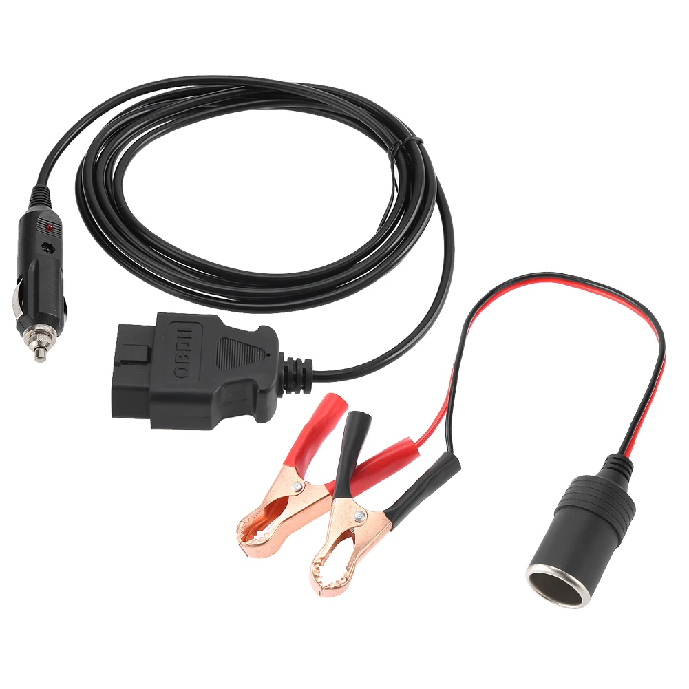 OBD II 차량 ECU 비상 전원 공급 케이블, 클립 포함 메모리 세이버, 12V