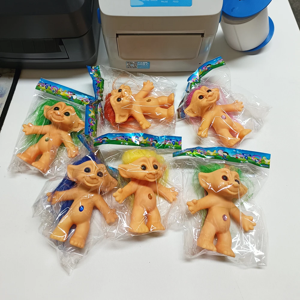 Figure Vintage Trolls Dolls Colorful Hair Anime Action Family Members Models Funny Kids Toys Children Gift Nostalgic Adult 6pcs