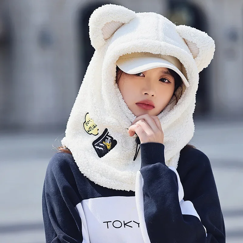 Animal Ear Ski Helmet Cover Bear Cat Ear Skiing Warmer Comfortable Soft Fleece Winter Warm Skiing Head Warmer Ski Accessories 2