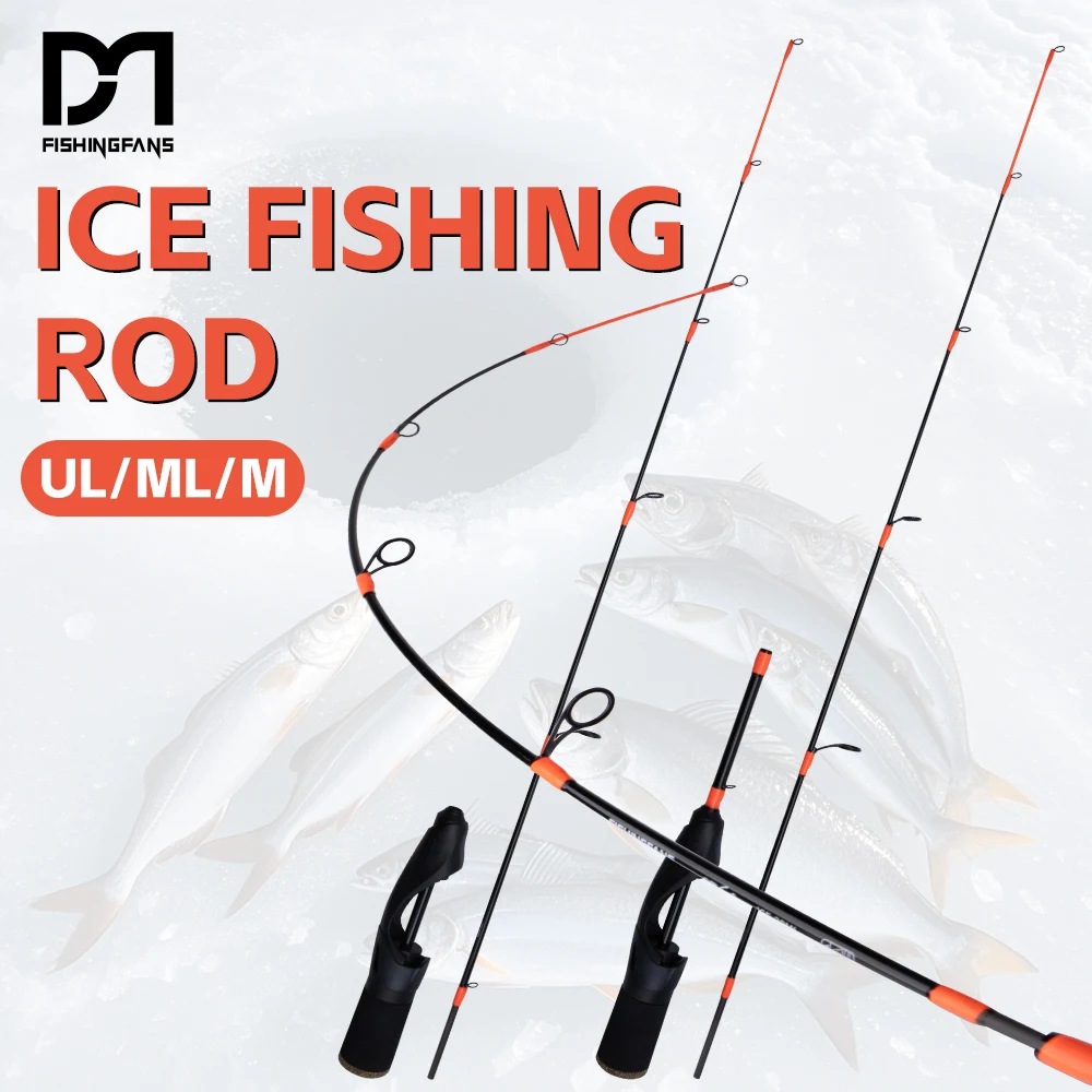 Canne pêche glace portable carbone hiver 24'' UL 30'' M pointe sensible télescopique hiver