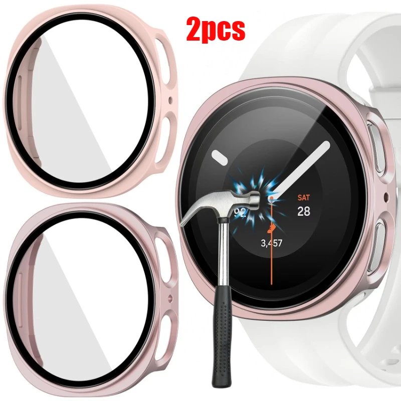 2-Pack Tempered Glass Screen Protector and Shell Case for Smartwatch - Anti-Scratch Bumper Design