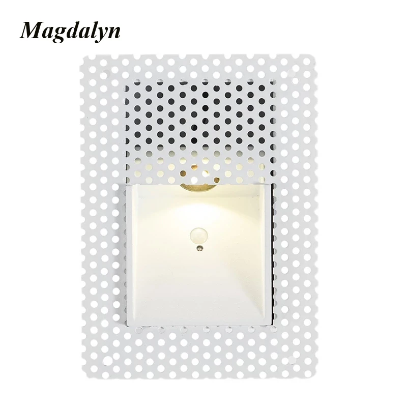 Magdalyn 계단 조명 센서, 미니멀리스트 리세스드 야외 방수 야간 스콘스, 모던 데코, LED 쉐이드리스 코너 벽 램프
