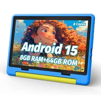 Kid Tablet Android 15 Tablet for Kids 10 inch 8GB+64GB 8-Core with Case 1TB TF Expandable for Toddler Children Parental Control
