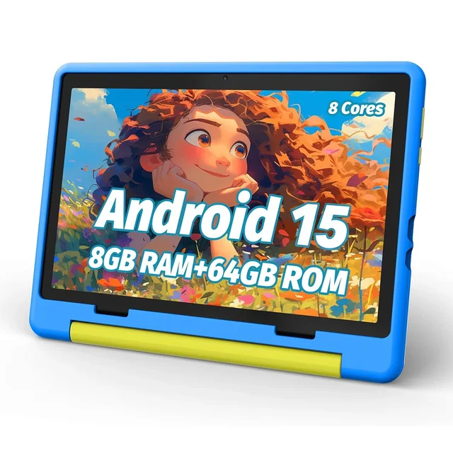Kid Tablet Android 15 Tablet for Kids 10 inch 8GB+64GB 8-Core with Case 1TB TF Expandable for Toddler Children Parental Control