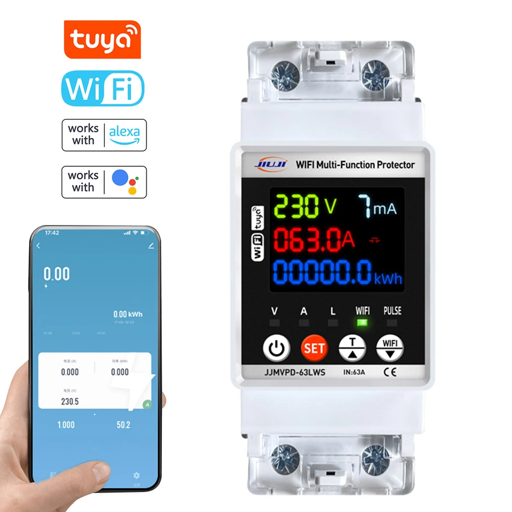 TUYA Compteur D'éNergie Rail Din avec Pince Transformateur de Courant