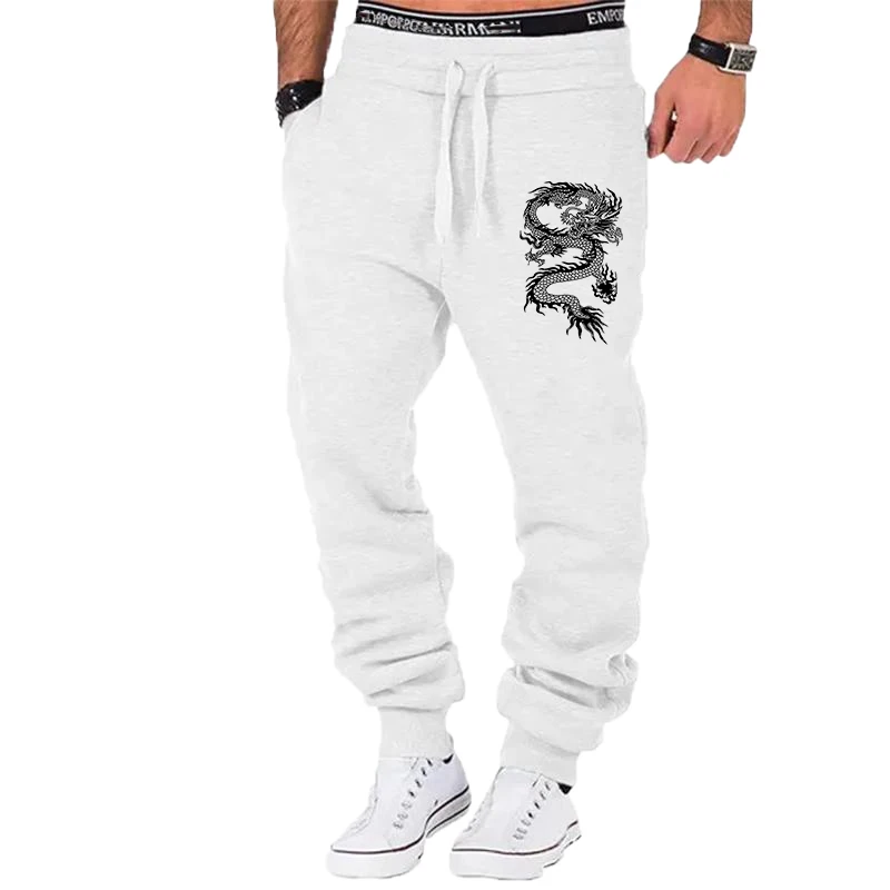 New Fashion dragon print Joggers Men Body Building Gyms Pants Outdoor Casual Sweatpants Sports Fitness Trousers 6