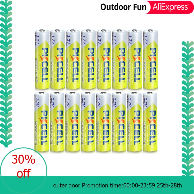  16 шт./лот PKCELL 1,2 V 1000mAh NiMh AAA аккумуляторная батарея Ni-MH 3A батареи AAA аккумулятор высокая энергия для фонарика игрушки 