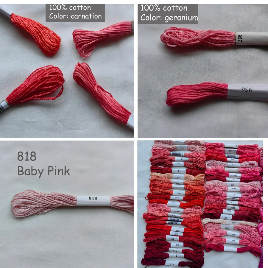 Cross Stitch Embroidery Cotton Floss Thread Yarn Needlework Artisan Threads Carnation Pink 894 893 892 891 818 819 957 956