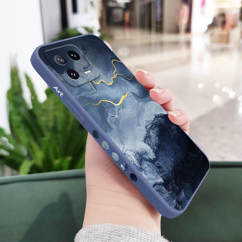 Elegant Gold Marble Liquid Silicone Phone Case Cover