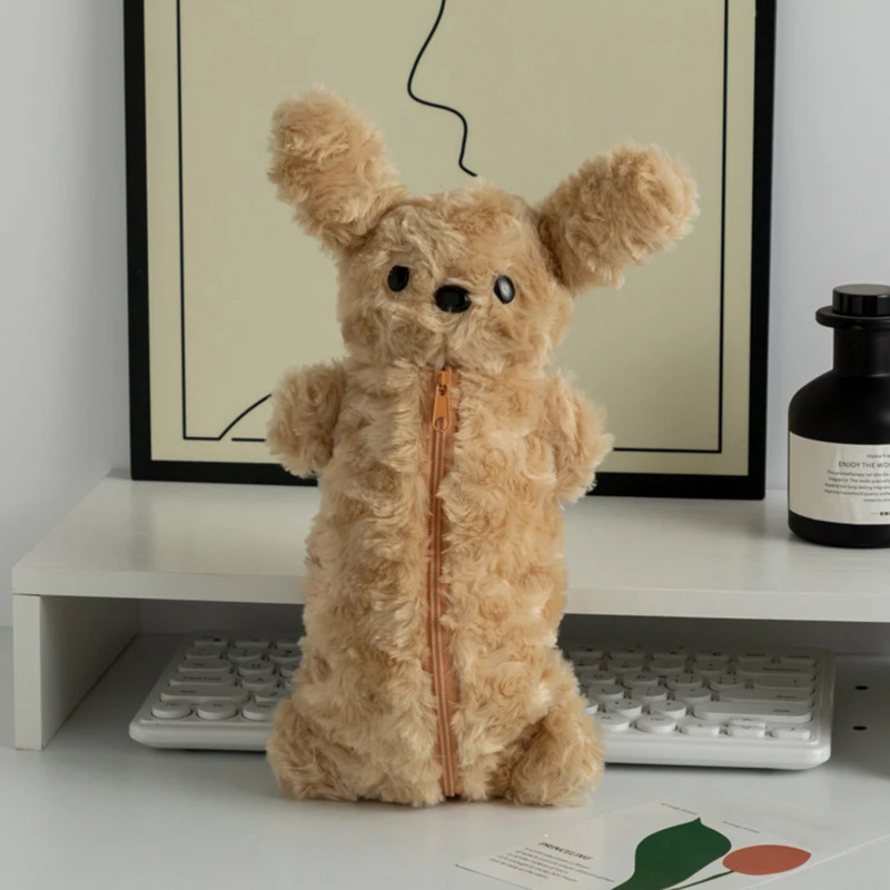 Niedlicher Kawaii-Hund, Plüschtiere, Federmäppchen, Cartoon-weicher Plüsch, Welpe, stationäre Tasche, große Kapazität, multifunktionale Aufbewahrungstasche – Detail 8