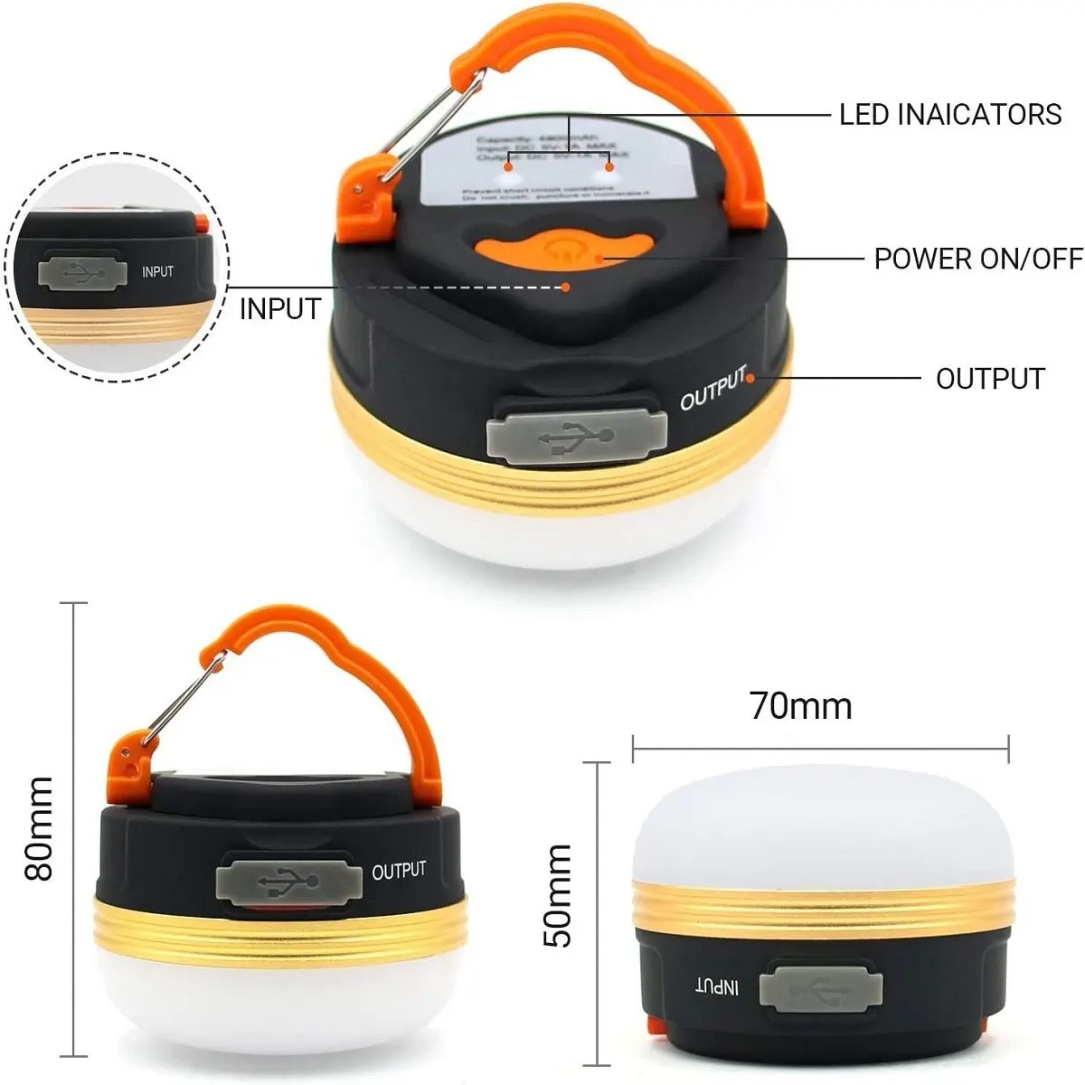 Camping Light Portable Lanterns Camping Lamp Camping Lantern LED Camping Lantern 3Modes COB High Power Portable Rechargeable with Magnet Base Power Bank for Outdoor Emergency Hiking