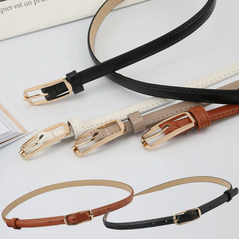 

Waistbelt female thin Faux PU Leather Waist Belt Solid Color Belt Women Metal Buckle Waist Strap Dress Jeans Decorative DIY