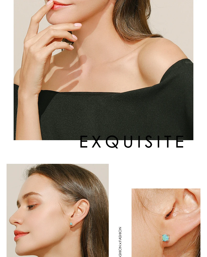 MODIAN Natural Opals Series Jewelry Set 925 Sterling Silver Luxury Finger Ring & Stud Earrings For Women Fine Jewelry Gift