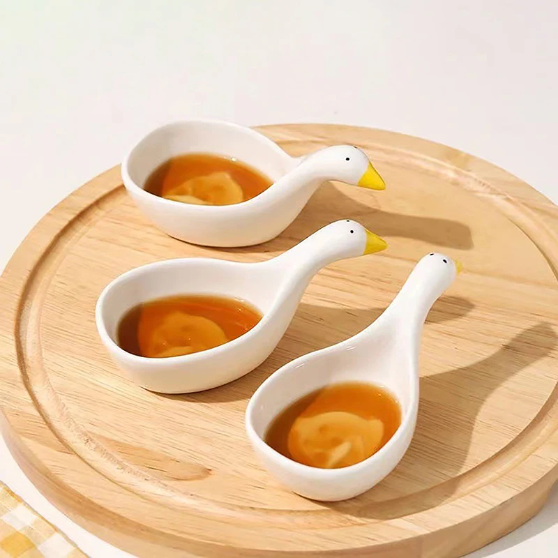백조 모양의 조미료 접시 간장 접시, 세라믹 디스크, 토마토 거치대 샐러드 드레싱 용기, 창의적인 테이블 장식, 가정
