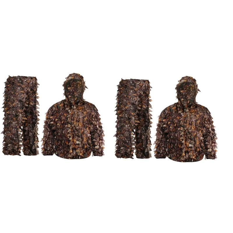 

Hot 2X Sticky Flower Bionic Leaves Camouflage Suit Hunting Ghillie Suit Woodland Camouflage Universal Camo Set (A)