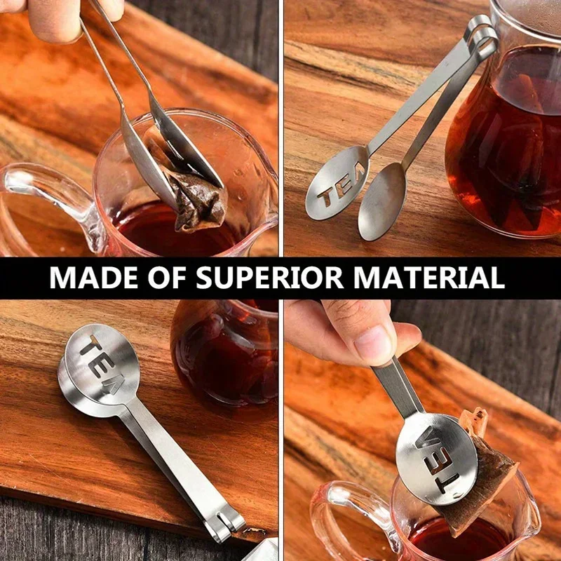 New Bag Squeezer Stainless Steel Tea Tongs Silver Strainer Clip Spoon For Loosing Leaf Gripping Ice Cube