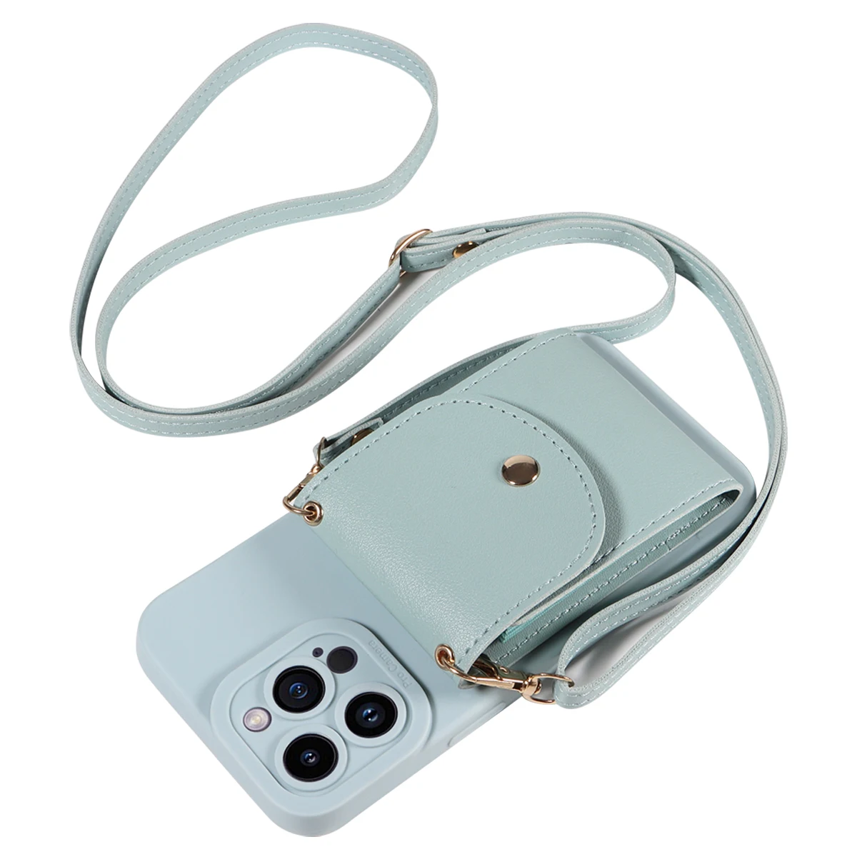 Elegant Faux Leather Phone Case with Lanyard, Card Slot & Shockproof Protection