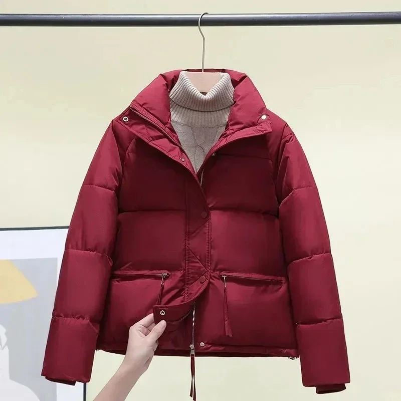 

2023 New Korean Cotton Padded Clothes Women Winter Jacket Loose Parkas Stand Collar Down Puffer Coat Thick Warm Bread Jacket