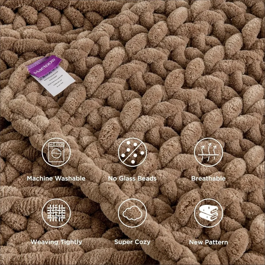 Handmade 10 lb Soft Knitted Weighted Blanket 40 x 60 in Breathable Chunky Knit Gravity Blanket Throw for Relaxation and Comfort