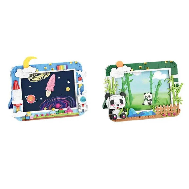 

Креативная панда фоторамка блоки астронавт 3D модель строительные блоки игрушки для мальчиков девочек подарок игрушки для Ninos микро блоки