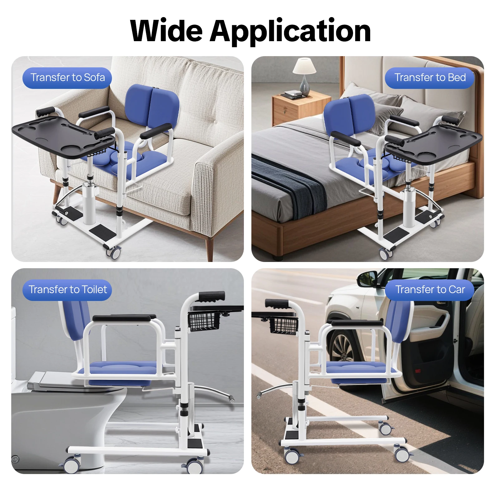 Hydraulischer Patientenlifter Tragbarer Nahtloser Stahl-Transportrollstuhl mit 4 Rädern 150kg Tragfähigkeit für Senioren – Detail 6