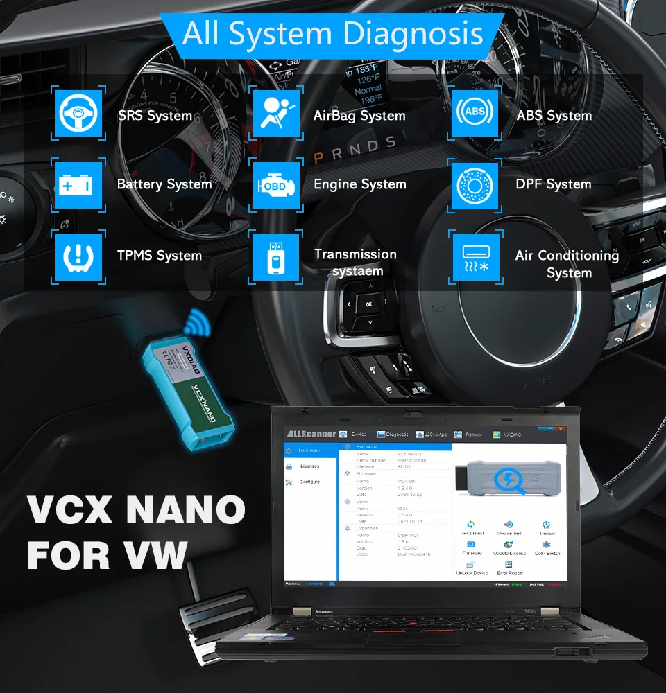 VXDIAG VCX NANO NX100 For VW J2534 Programming 5054A 6154A ECU Coding All System Diagnostic Tool For Audi WIFI Scanner images - 6