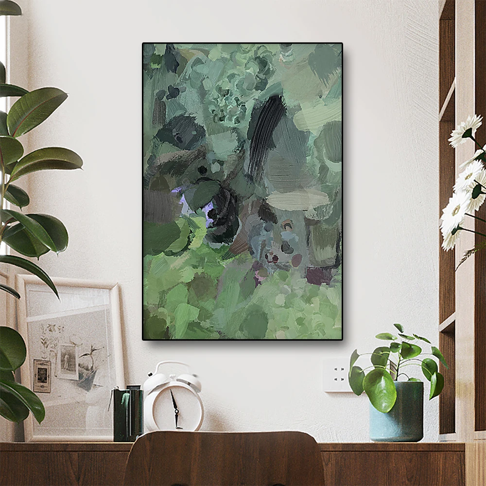 

Abstract Style Green Contemporary Wall Art Fresh Poster Printing Modern Canvas Painting Living Room Study And Home Decoration