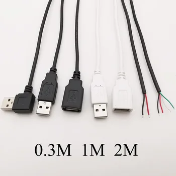 5V USB 2.0 หญิงชายสายไฟเชื่อมต่อ 2Pin 4Pin สายชาร์จสายอะแดปเตอร์สายเชื่อม DIY 0.3m 1m 2m 1