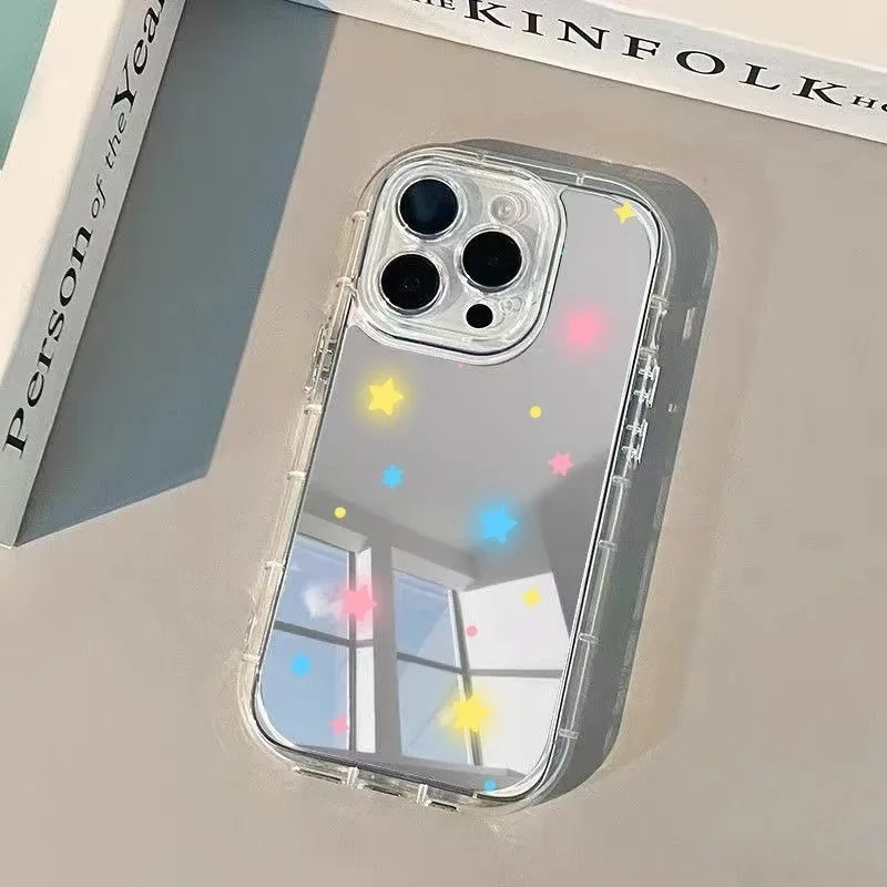 Colorful Stars Mirror Soft Clear Phone Case - Simple Design