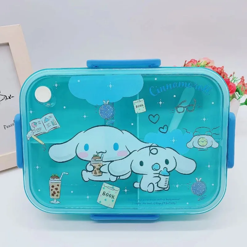 Sanrio Hello Kitty Kawaii Cinnamoroll 별도의 도시락 상자 플라스틱 Kuromi 멜로디 도시락 상자 과일 샐러드 상자 어린이 식기
