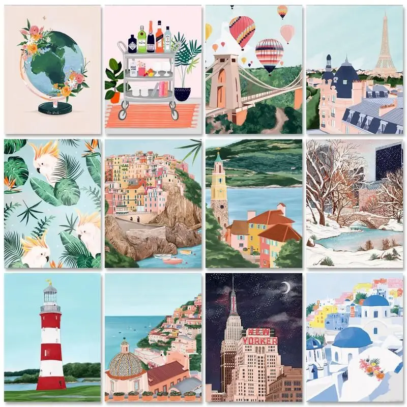 

PhotoCustom Modern Painting by numbers Handmade Number painting Abstract Scenery DIY Coloring by numbers Artwork Home decor